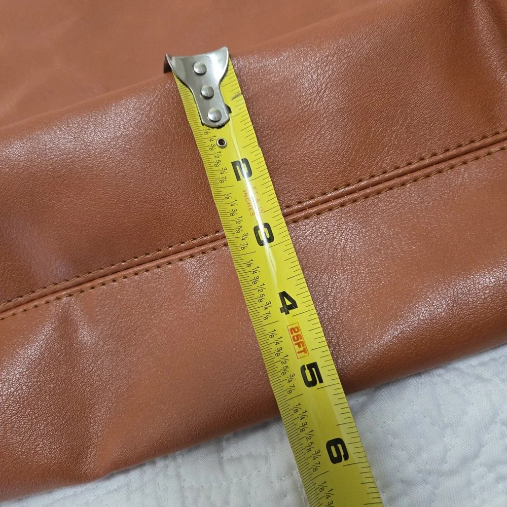 Faux Leather Burnt Orange Large Tote Inner‎ Pocket Outer Pocket Fall Autumn Girl
